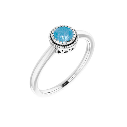 King Jewelers Bezel Set Blue Topaz December Birthstone Ring