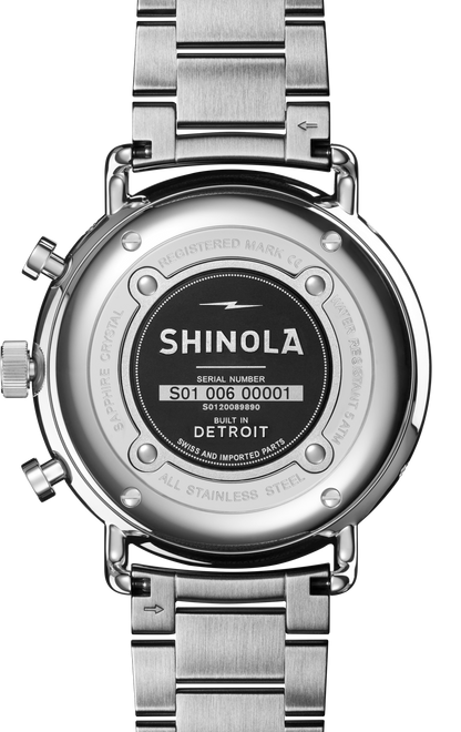 Shinola Canfield Sport Chronograph 45mm Midnight Blue Dial Stainless Steel Watch