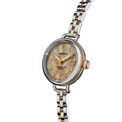 Shinola Birdy 34mm Petoskey Stone Dial Two-Tone Bracelet Watch