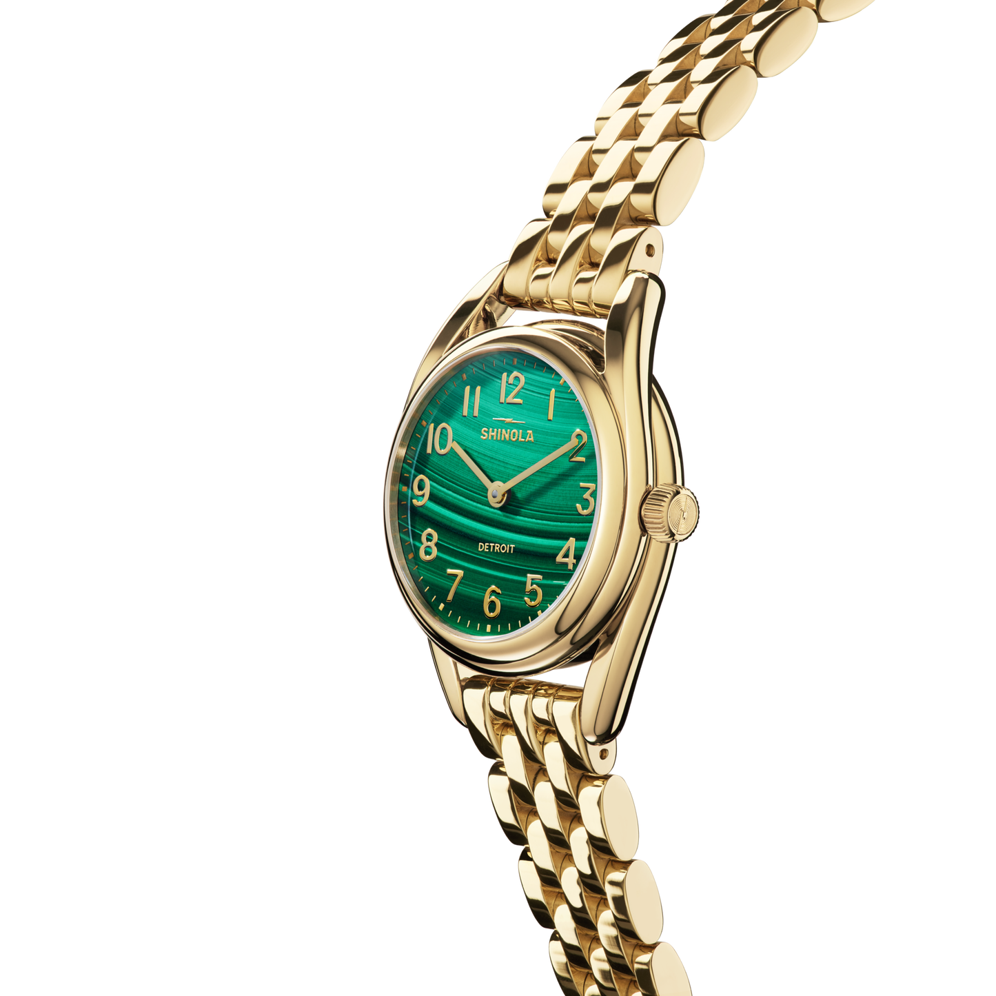 Shinola Derby 30.5mm Green Malachite Dial Gold-PVD Watch