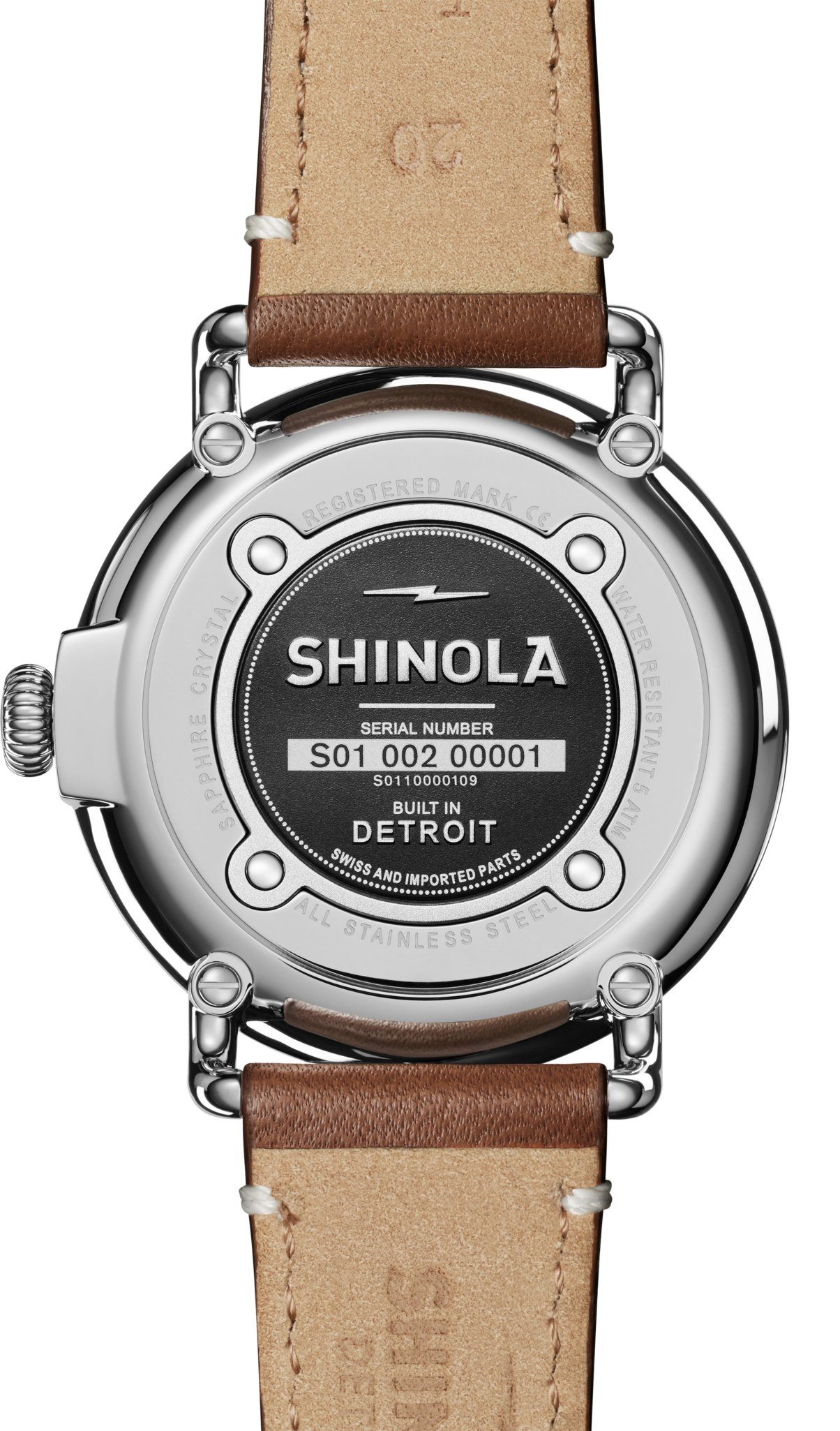 Shinola Runwell 41mm White Dial Tan Leather Strap Watch