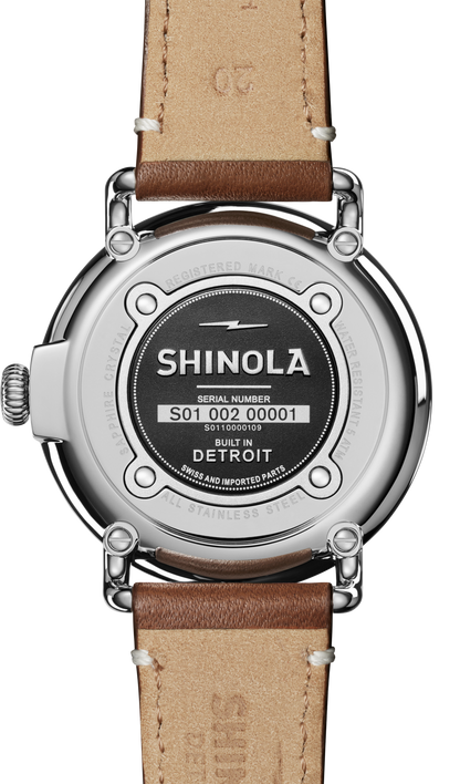 Shinola Runwell 41mm White Dial Tan Leather Strap Watch