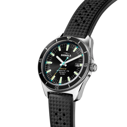 Shinola Duck 40mm Black Dial Rubber Strap Watch