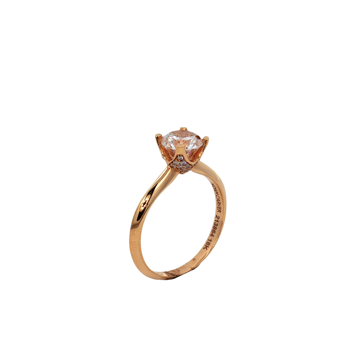 KJ5 18K Rose Gold Round Diamond Solitaire 0.13ct Engagement Ring Mounting