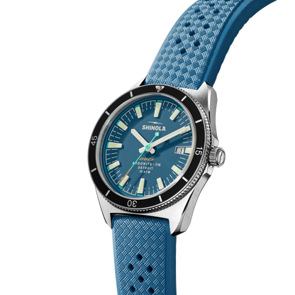 Shinola Duck 40mm Blue Dial Rubber Strap Watch