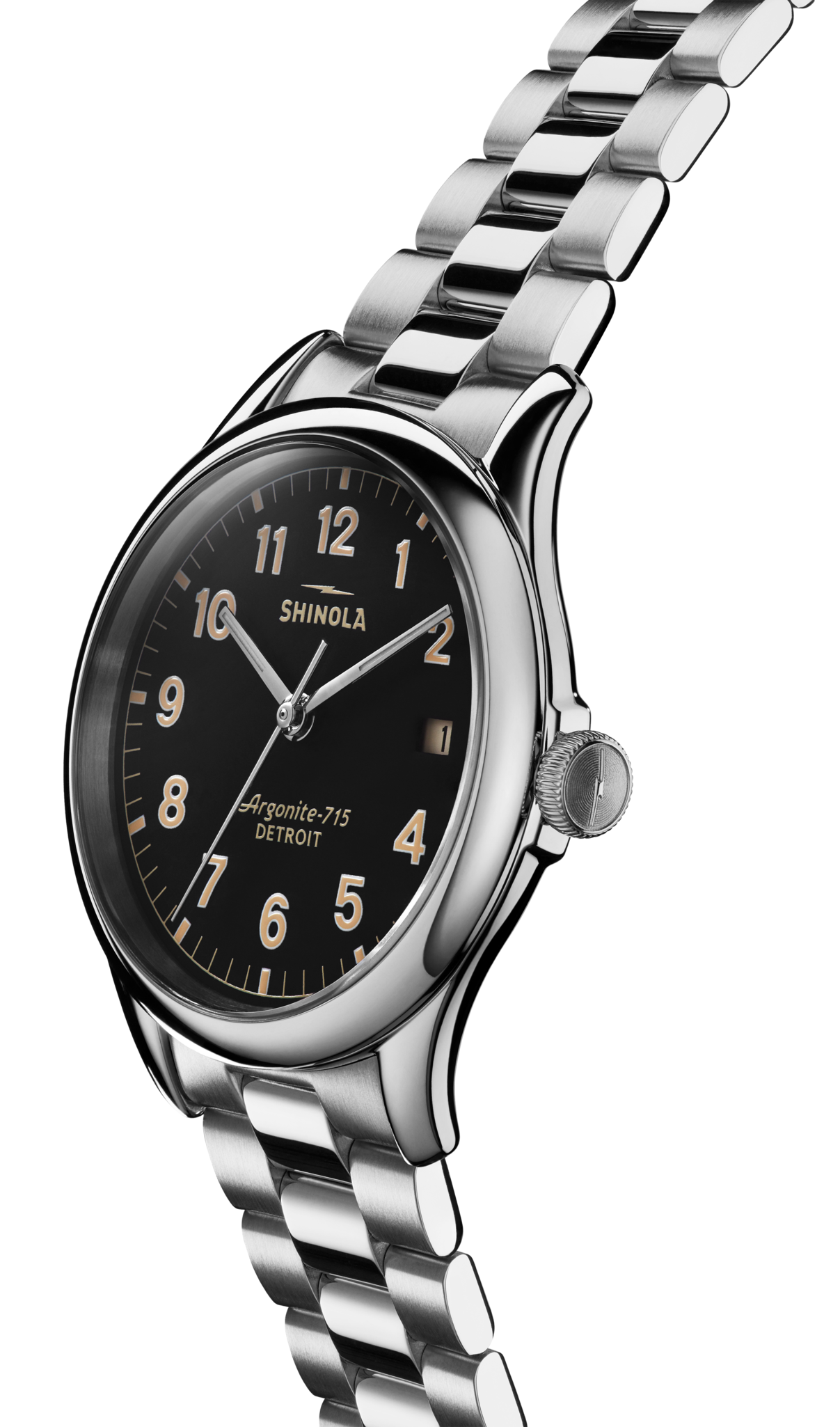 Shinola Vinton 38mm Black Dial Stainless Steel Bracelet Watch