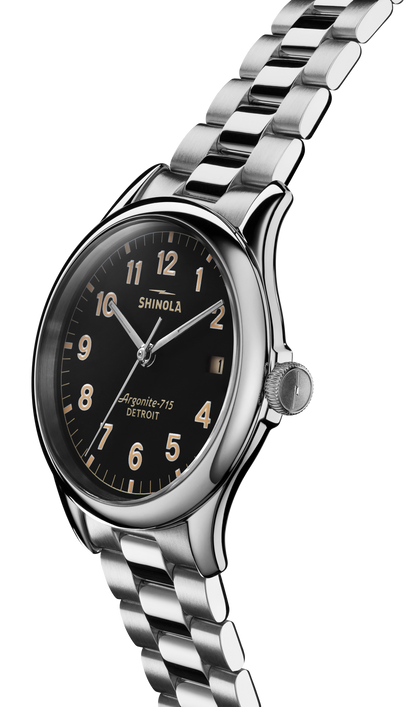 Shinola Vinton 38mm Black Dial Stainless Steel Bracelet Watch