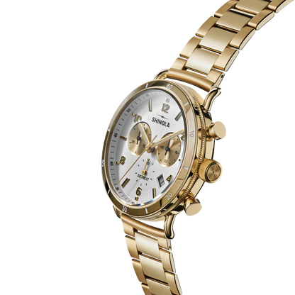 Shinola Canfield Sport Chronograph 40mm Silver Dial Gold-PVD Watch