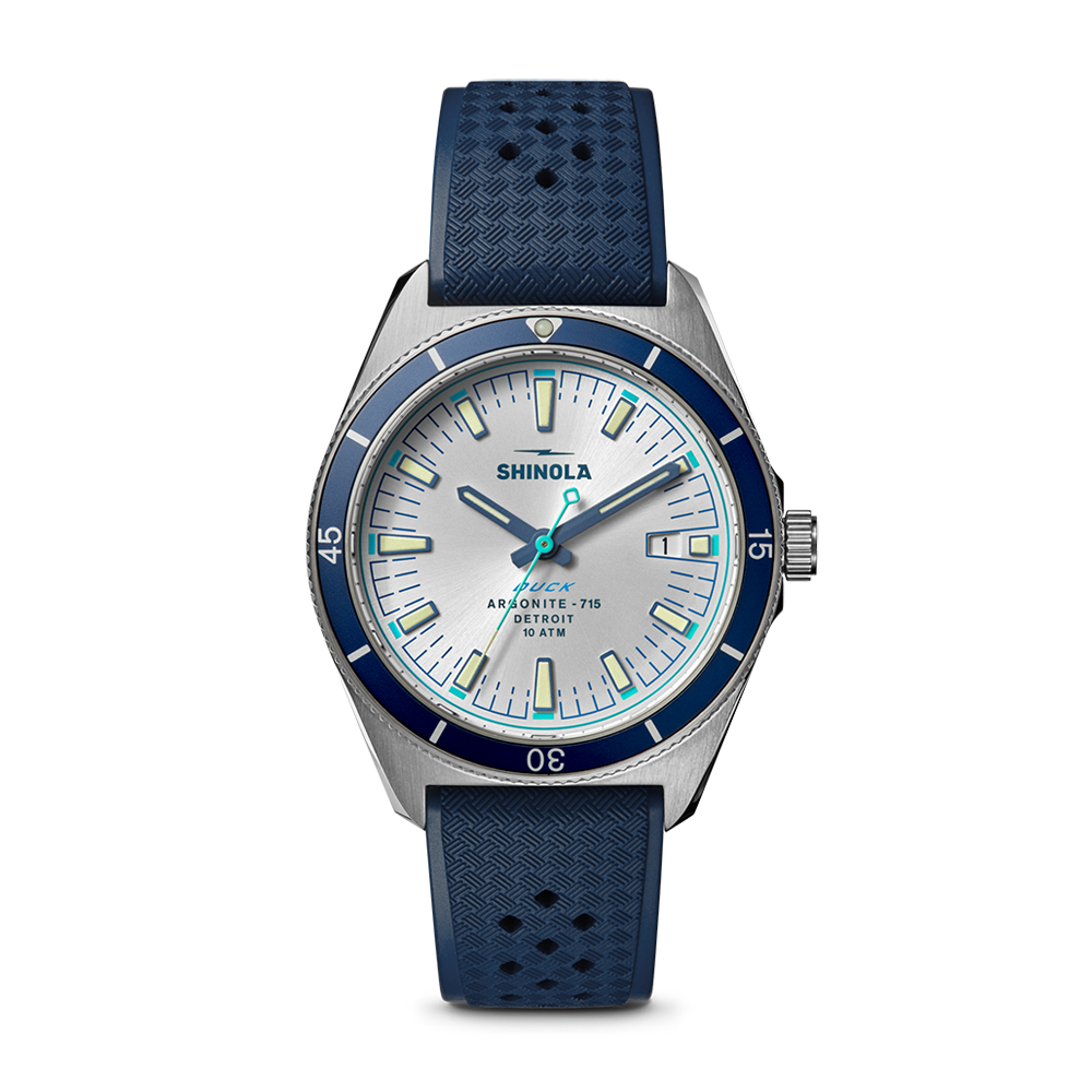 Shinola Duck 40mm Midnight Blue Dial Rubber Strap Watch