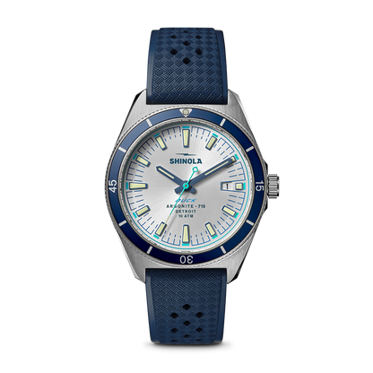 Shinola Duck 40mm Midnight Blue Dial Rubber Strap Watch