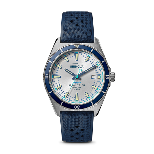 Shinola Duck 40mm Midnight Blue Dial Rubber Strap Watch