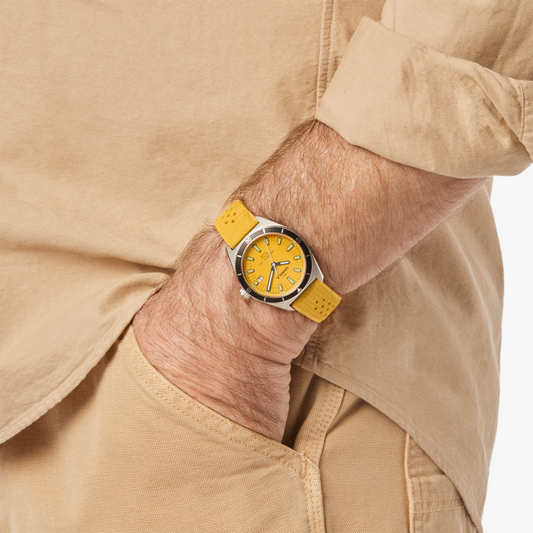 Shinola Duck 40mm Canary Yellow Dial Rubber Strap Watch