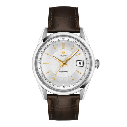 Tissot Visodate 39mm Automatic Silver Dial Leather Strap Watch