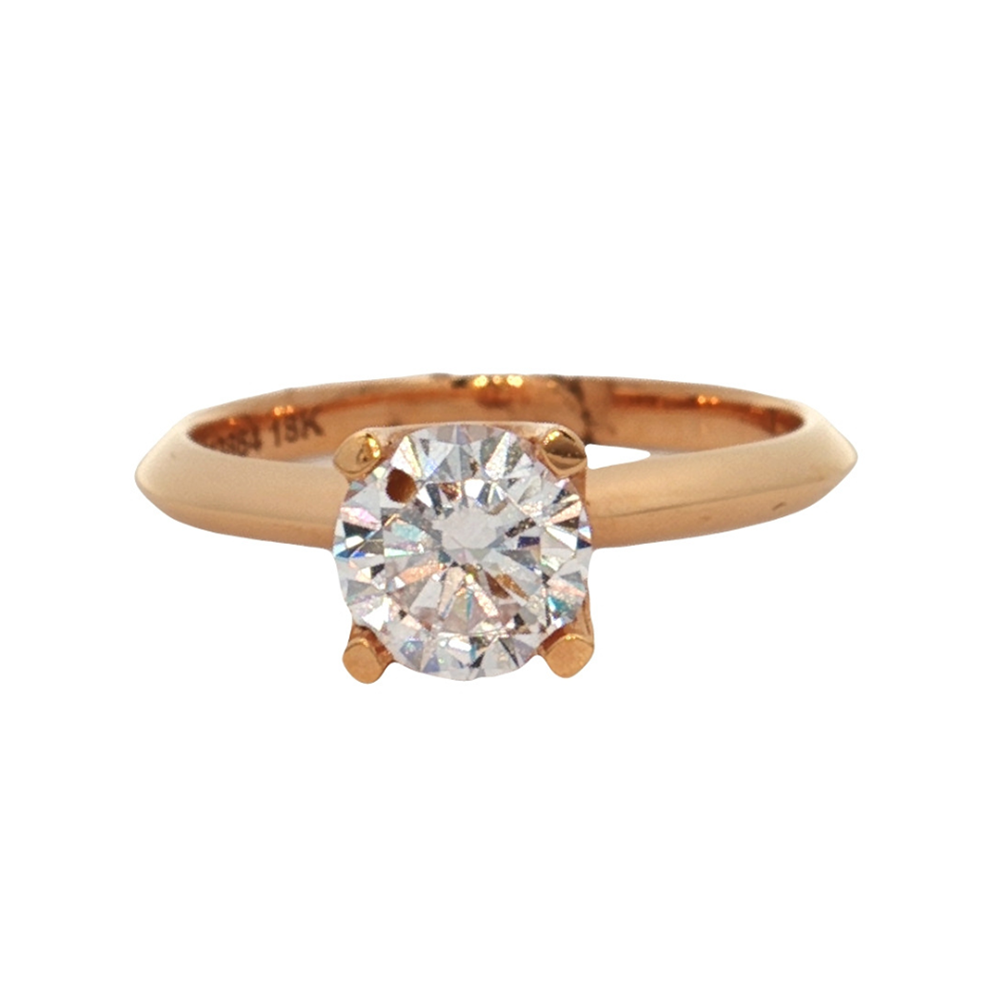 KJ5 18K Rose Gold Round Diamond Solitaire 0.13ct Engagement Ring Mounting