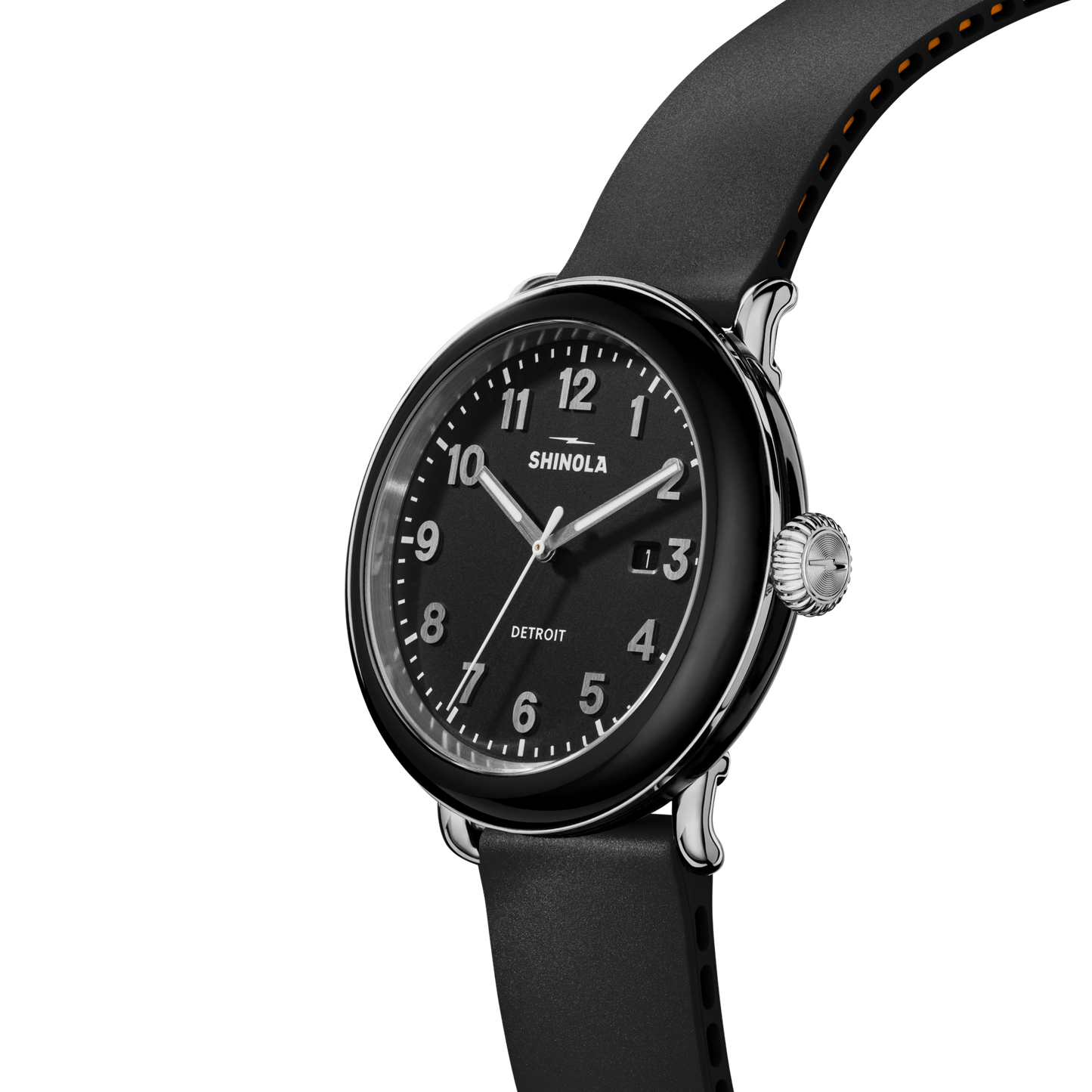Shinola Detrola 41mm Black Dial Rubber Strap Watch