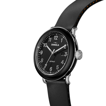 Shinola Detrola 41mm Black Dial Rubber Strap Watch
