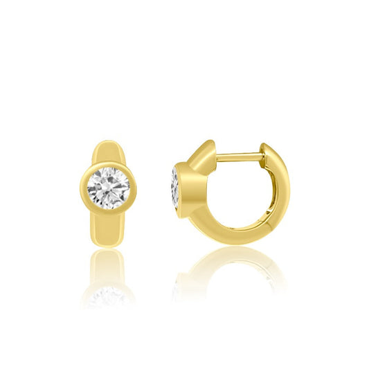 Ella Rose 14K Yellow Gold Round Diamond Huggie Earrings