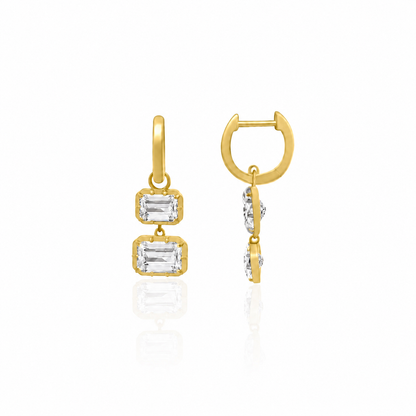 Ella Rose 14K Yellow Gold Double Emerald-Cut Diamond Drop Earrings