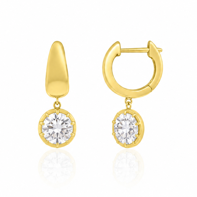 Ella Rose 14K Yellow Gold Round Diamond Drop Earrings