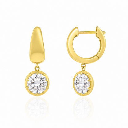 Ella Rose 14K Yellow Gold Round Diamond Drop Earrings