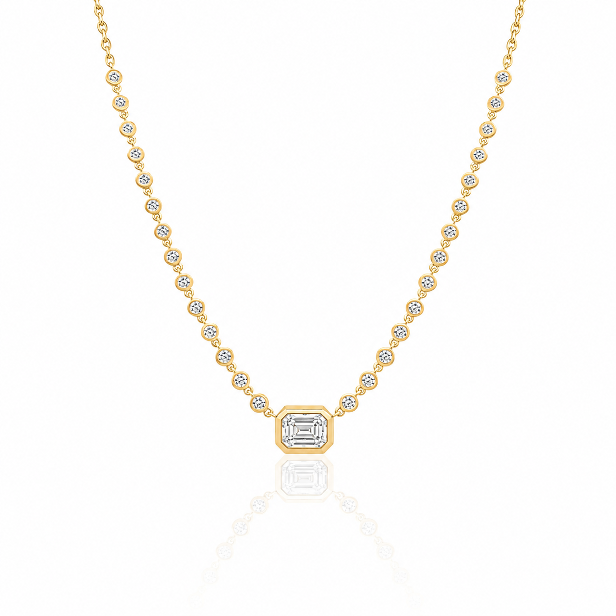 Ella Rose 14K Yellow Gold Emerald-Cut Diamond Bezel Station Necklace
