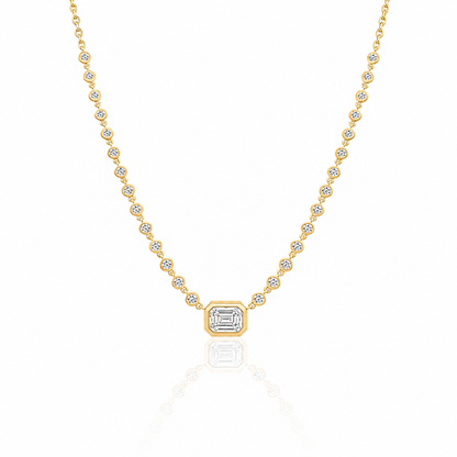 Ella Rose 14K Yellow Gold Emerald-Cut Diamond Bezel Station Necklace