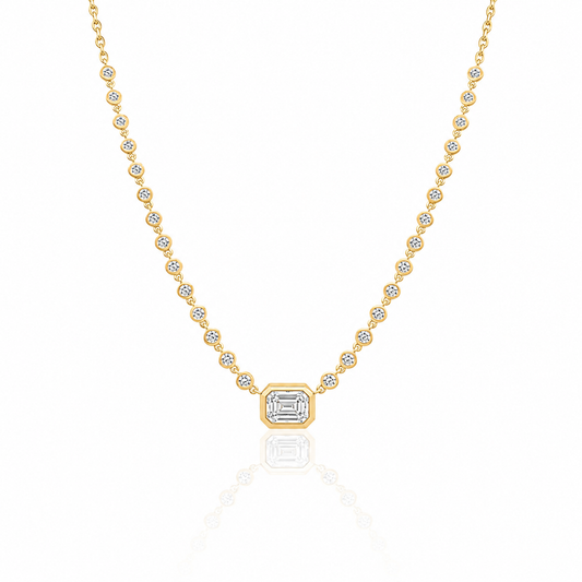Ella Rose 14K Yellow Gold Emerald-Cut Diamond Bezel Station Necklace