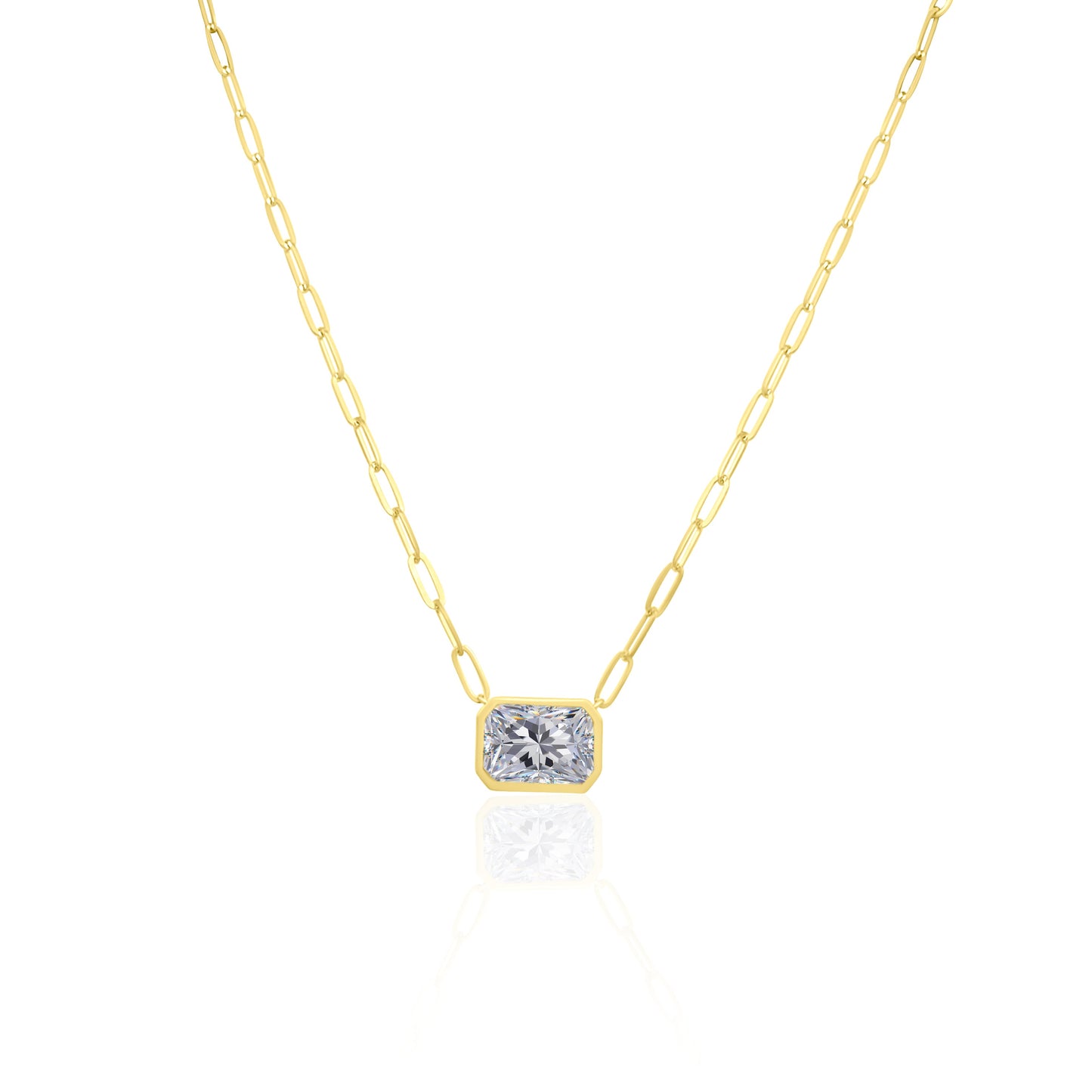 Ella Rose 14K Yellow Gold Radiant-Cut Diamond Paperclip Necklace