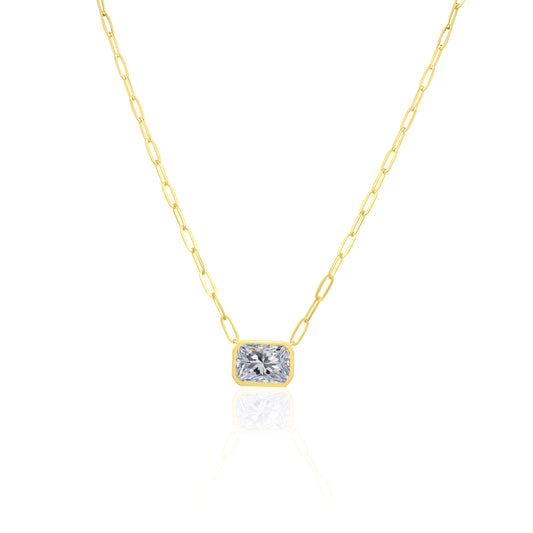 Ella Rose 14K Yellow Gold Radiant-Cut Diamond Paperclip Necklace