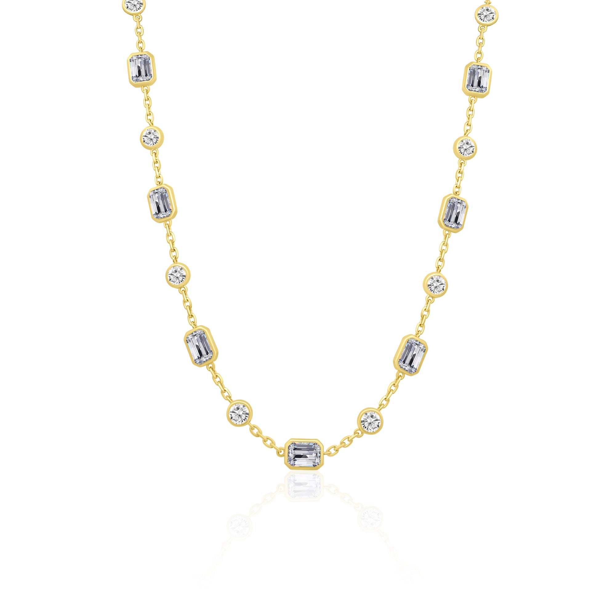 Ella Rose 14K Yellow Gold Emerald-Cut and Round Diamond Statement Necklace