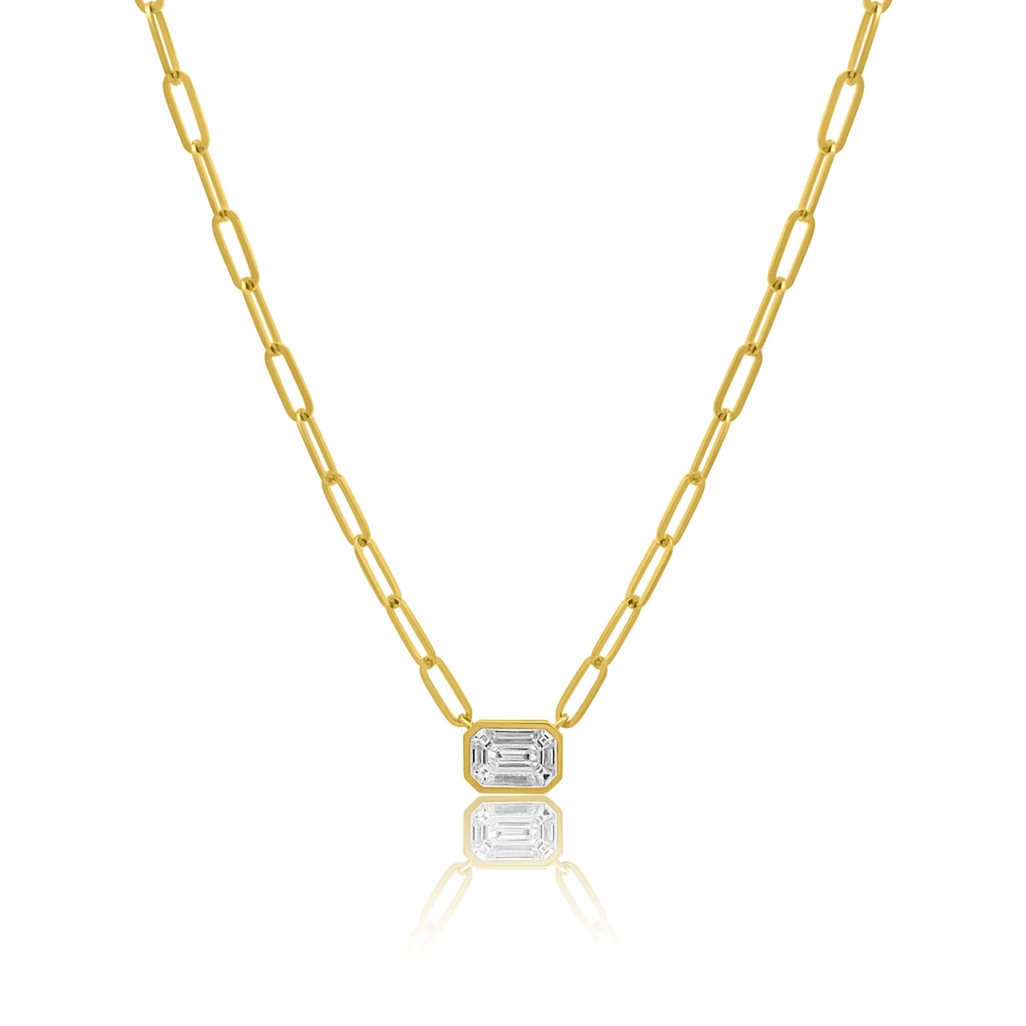 Ella Rose 14K Yellow Gold Emerald-Cut Diamond Paperclip Necklace