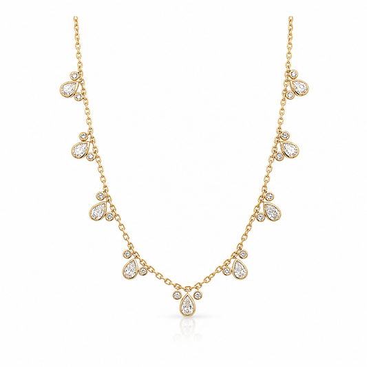 Ella Rose 14K Yellow Gold Pear Diamond Droplet Necklace