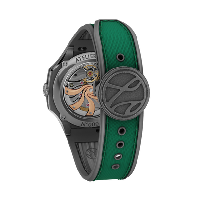 Atelier Wen Inflection Green Dial 幽 YŌU 40mm Sailcloth Strap Watch