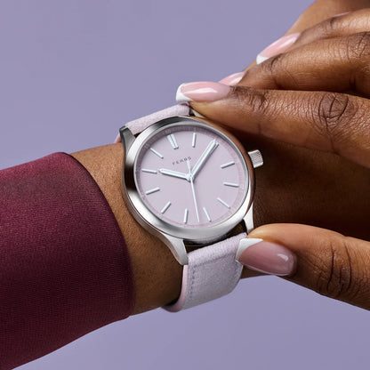 Fears Redcliff 39.5 Pale Lilac Dial Alcantara® Strap Watch
