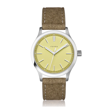 Fears Redcliff 39.5 Sherbert Yellow Dial Brown Alcantara® Strap Watch