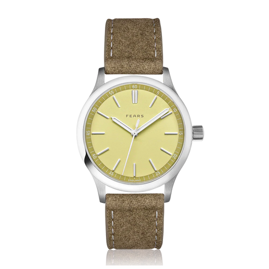 Fears Redcliff 39.5 Sherbert Yellow Dial Brown Alcantara® Strap Watch