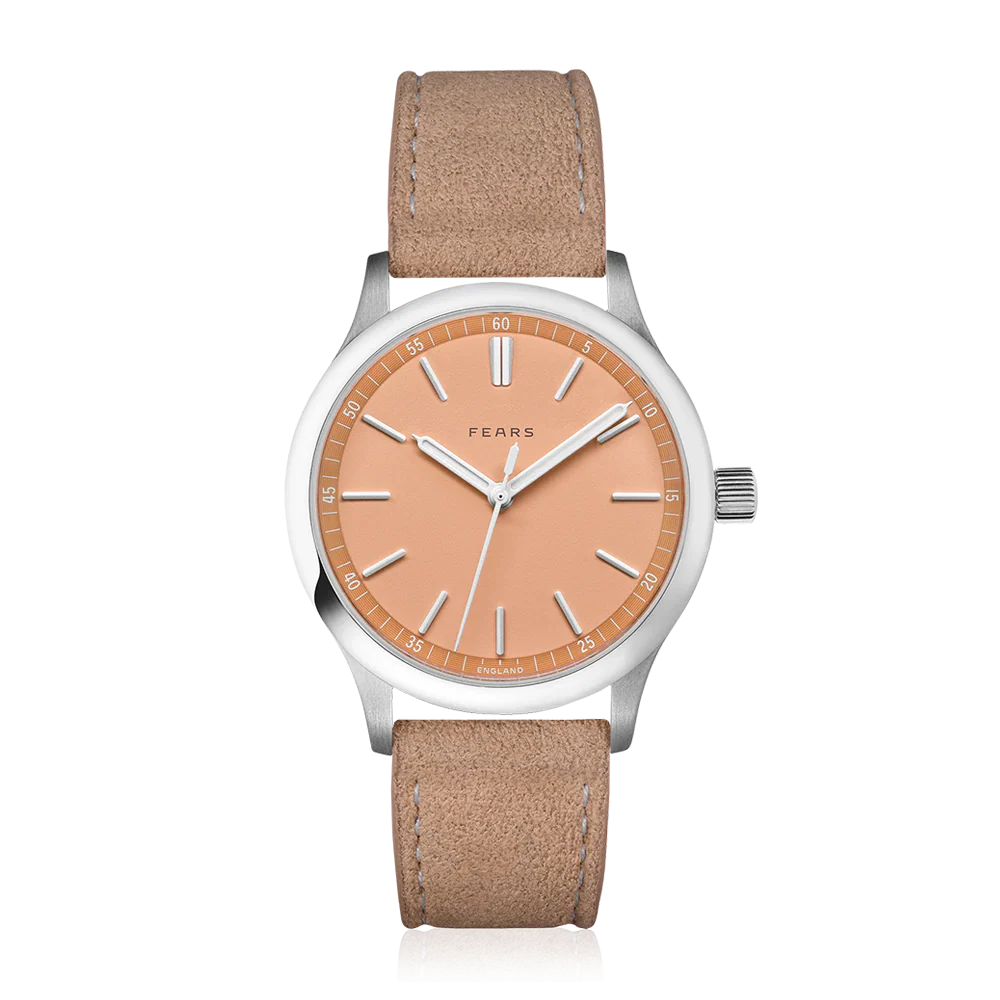 Fears Redcliff 39.5 Soft Peach Dial Mocha Alcantara® Strap Watch