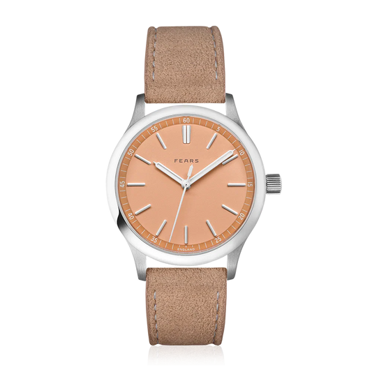Fears Redcliff 39.5 Soft Peach Dial Mocha Alcantara® Strap Watch