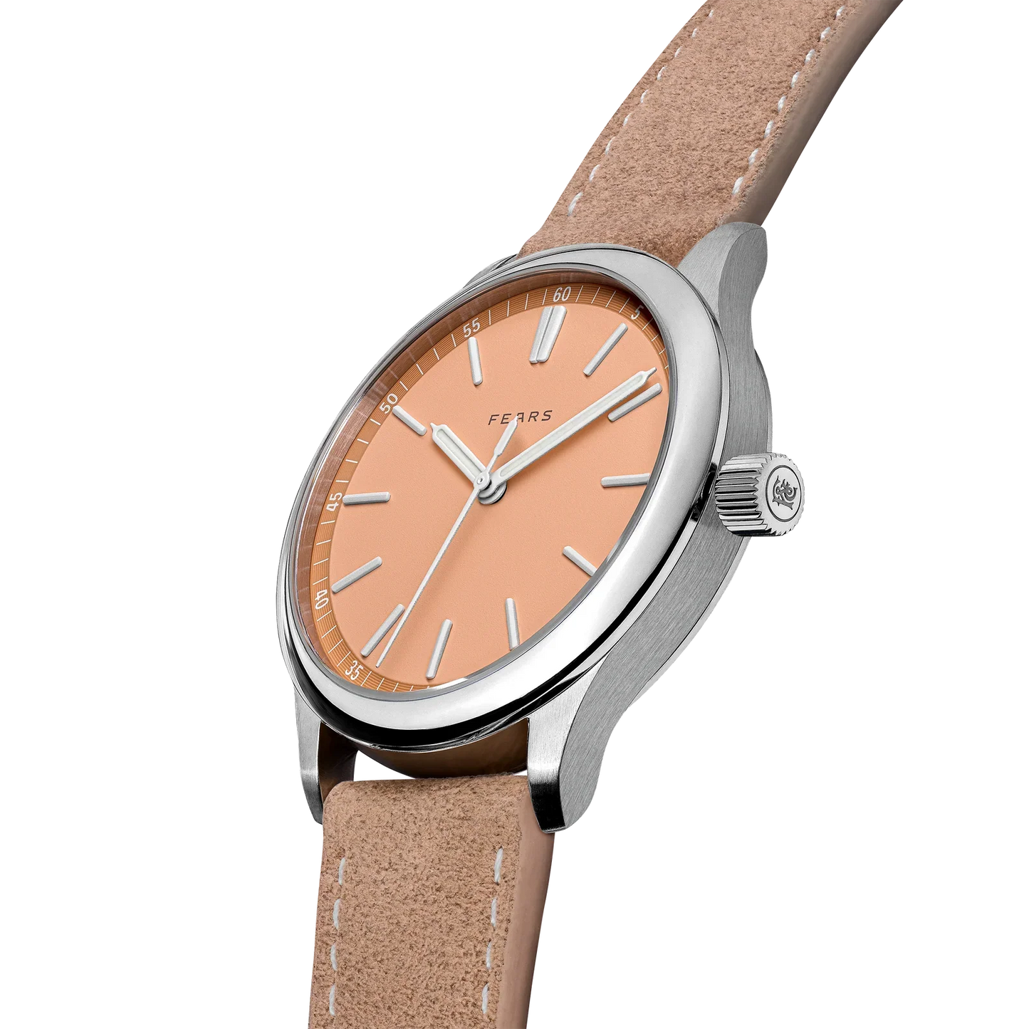 Fears Redcliff 39.5 Soft Peach Dial Mocha Alcantara® Strap Watch