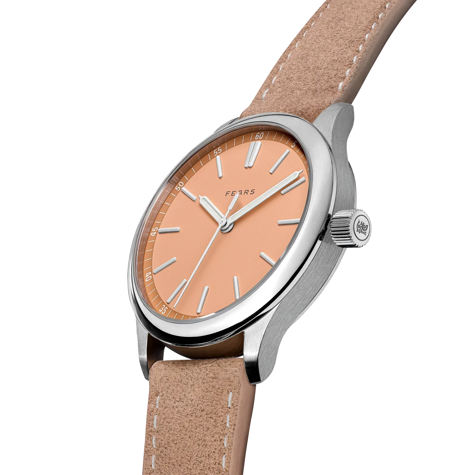 Fears Redcliff 39.5 Soft Peach Dial Mocha Alcantara® Strap Watch