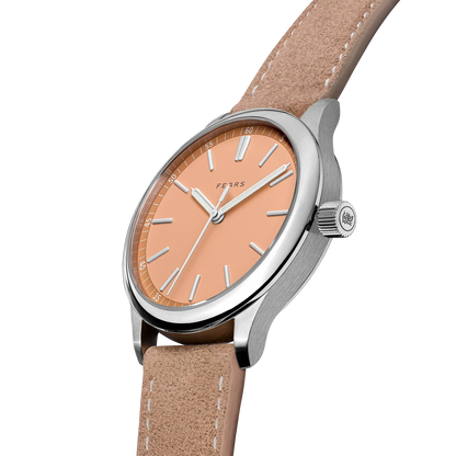 Fears Redcliff 39.5 Soft Peach Dial Mocha Alcantara® Strap Watch