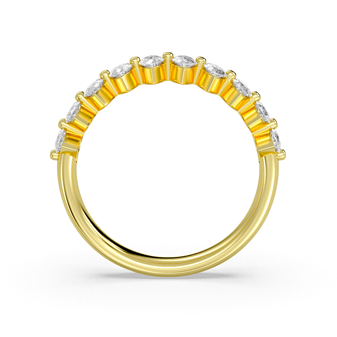 Sylvie 18K Yellow Gold Heritage Shared Prong Marquise .80ct Diamond Wedding Ring