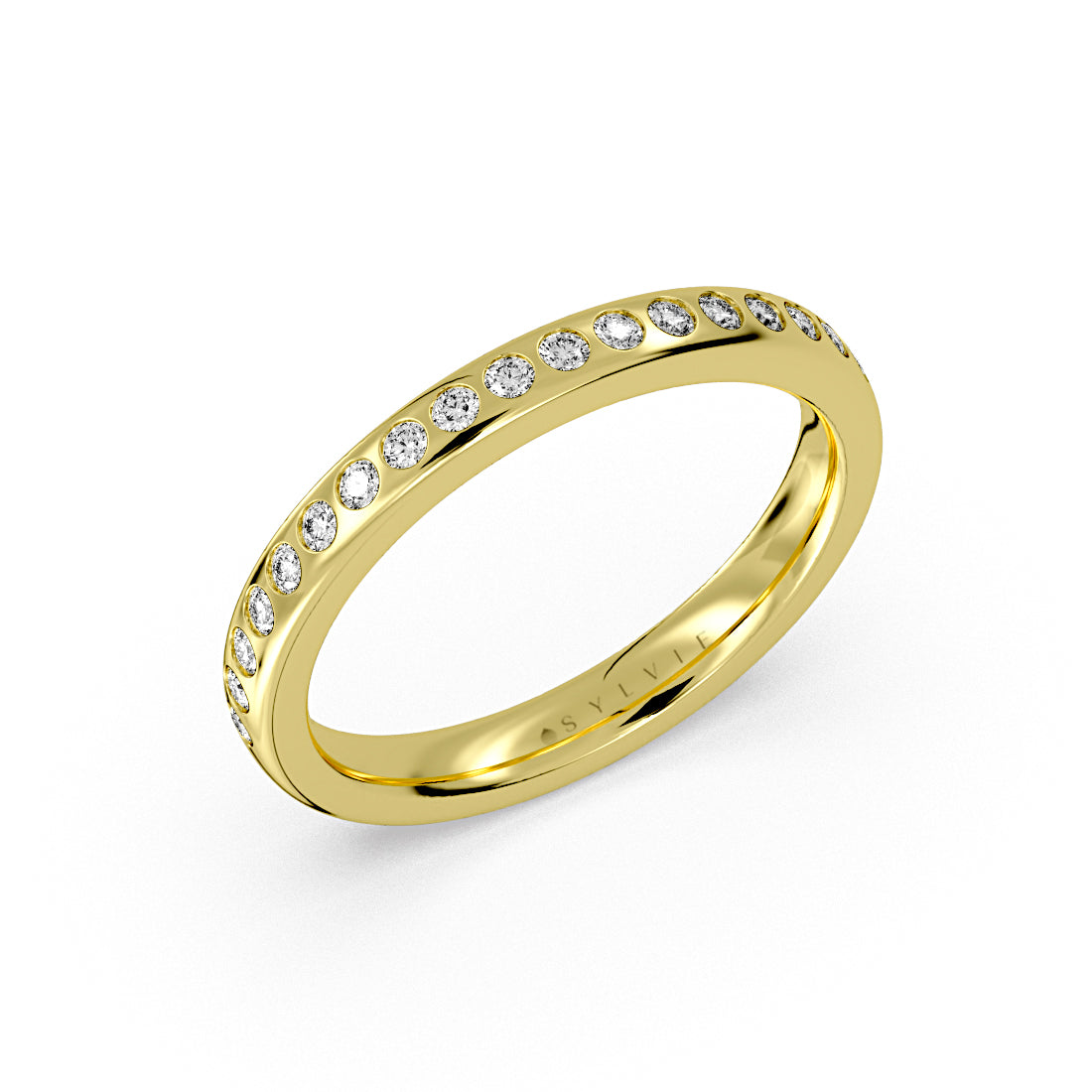 Sylvie 18K Yellow Gold Flush Set 0.25ct Diamond Wedding Ring