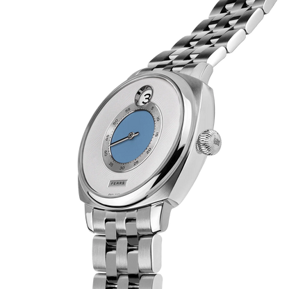 Fears Brunswick 40.5 Jump Hour China Blue Dial Stainless Steel Bracelet Watch