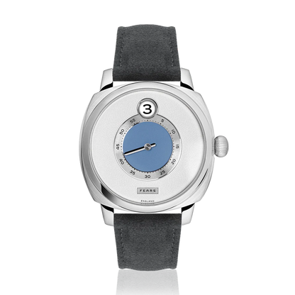 Fears Brunswick 40.5 Jump Hour China Blue Dial Storm Grey Alcantara® Strap Watch