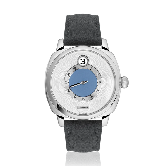 Fears Brunswick 40.5 Jump Hour China Blue Dial Storm Grey Alcantara® Strap Watch