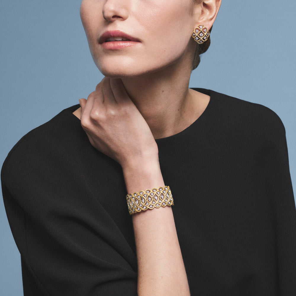 Buccellati Étoilée Yellow and White Gold Bracelet with Diamonds