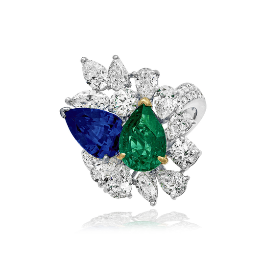 Butani Emerald Sapphire Diamond Statement Ring