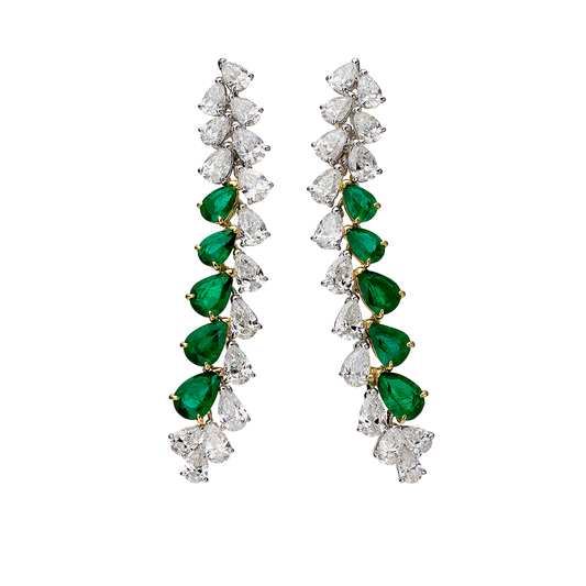 Butani Emerald Diamond Dangle Earrings