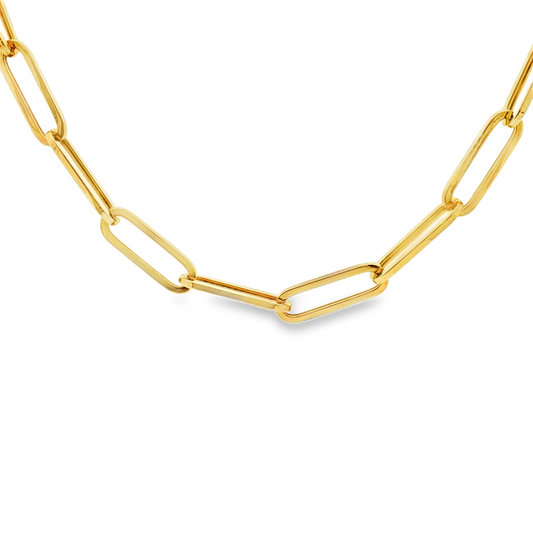 King Jewelers 18-Inch Paperclip Chain Necklace 14K Yellow Gold